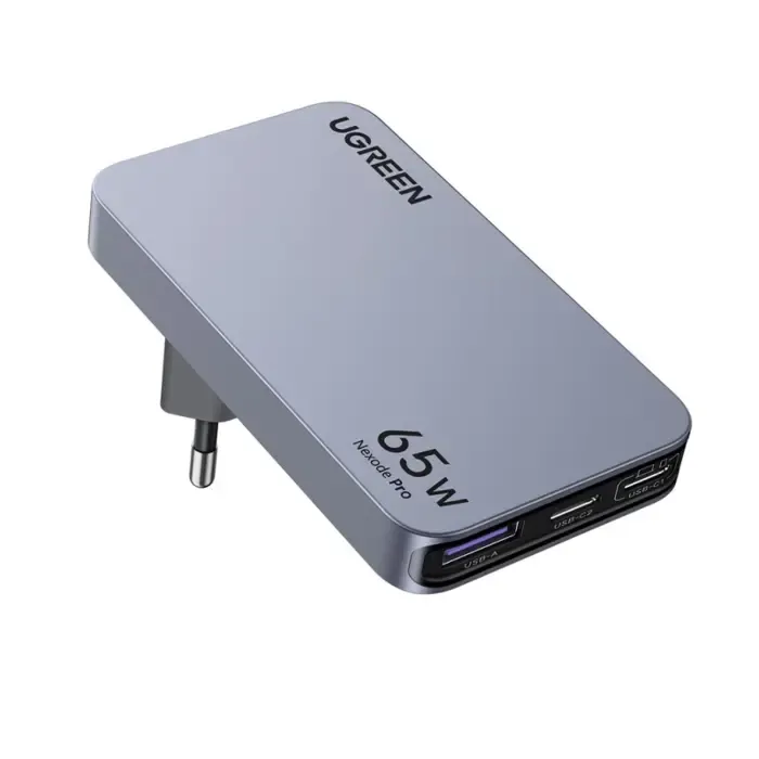 ugreen ultra-slim nexode pro zidni punjač 65w, 2x usb-c, usb-a, ganinfinity, sivi - slika 5