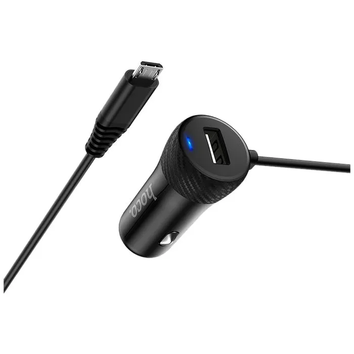 hoco. auto punjač sa micro usb kabelom, 1 x usb, 2.4 a max. - z21a ascender single usb - slika 3