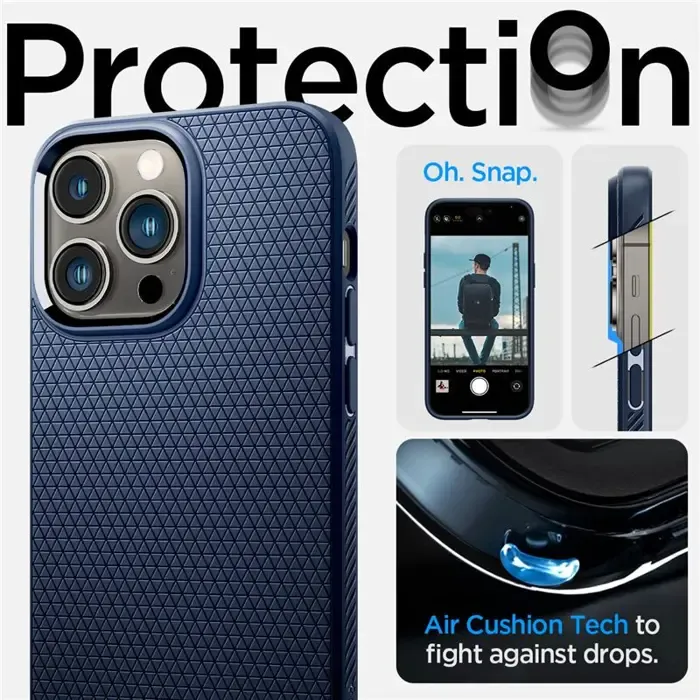 spigen liquid air, zaštitna maska za telefon, tamno plava - iphone 14 pro max - slika 4