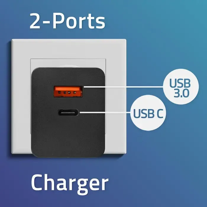 qoltec 52382 gan power pro charger | 1xusb type c | 1xusb a | 100w | 5-20v | 1.5-5a | pd | black - slika 2