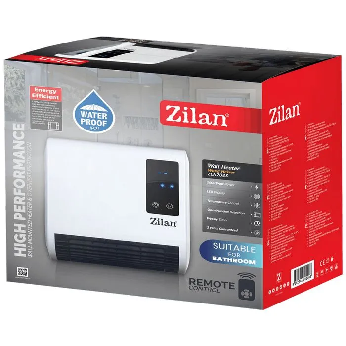 zilan grijalica zidna, 2000w, daljinski upravljač - zln2083 - slika 3