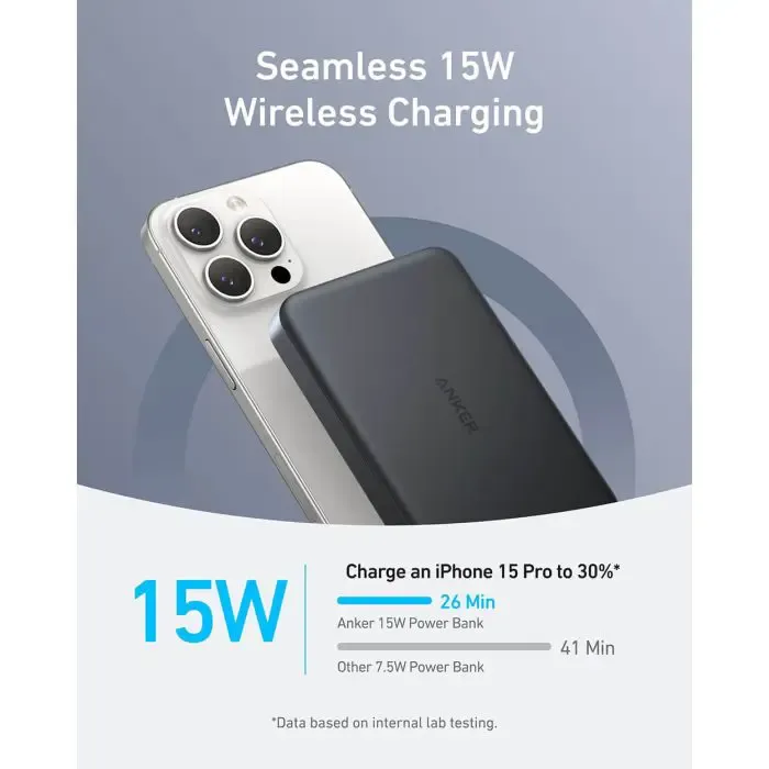 anker maggo 10k slim wireless powerbank, black - slika 3