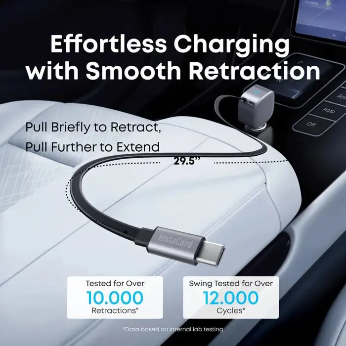anker nano 75w car charger with integrated cable - slika 3