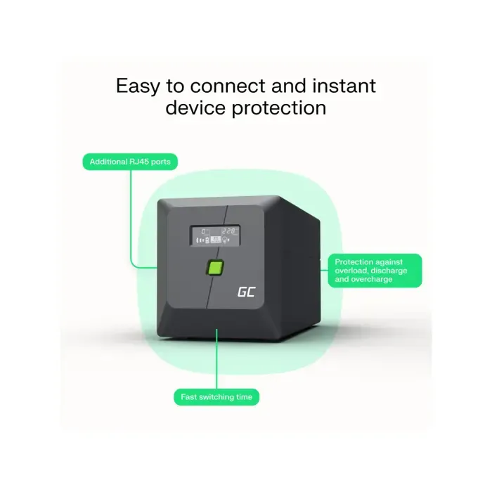 green cell ups (upslp700) 1000va/700w, pure sine wave, line interactive avr, powerproof with lcd - slika 4