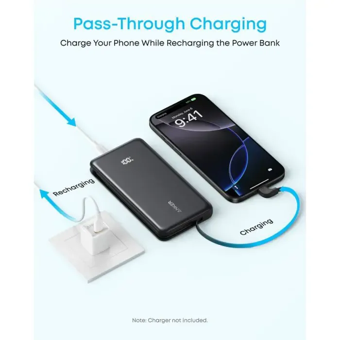anker zolo powerbank 10000 mah, 22.5w with built-in usb-c cable, black - slika 4