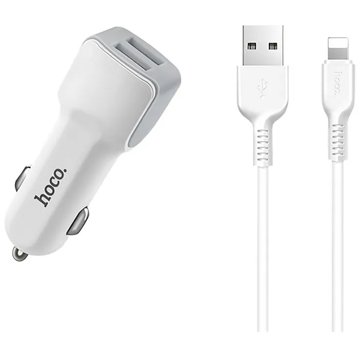 hoco. auto punjač sa lightning kabelom, 2 x usb, 5 v/2.4 a - z23 grand style set, lightning - slika 5