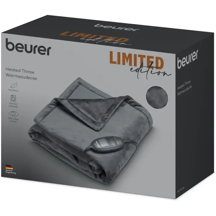 beurer heated blanket hd 74 cosy limited edition, electric blanket (black, 150 x 130 cm) - slika 2