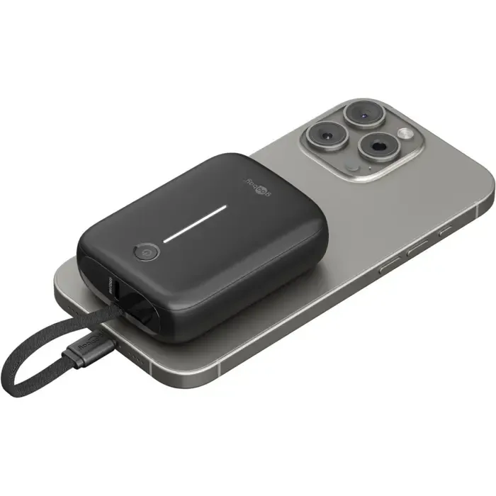 goobay power bank 10,000 mah, integrated usb-c cable 13cm, 20 watt black, 10 ah, 1x usb-a, 2x usb-c, pd, qc - slika 4