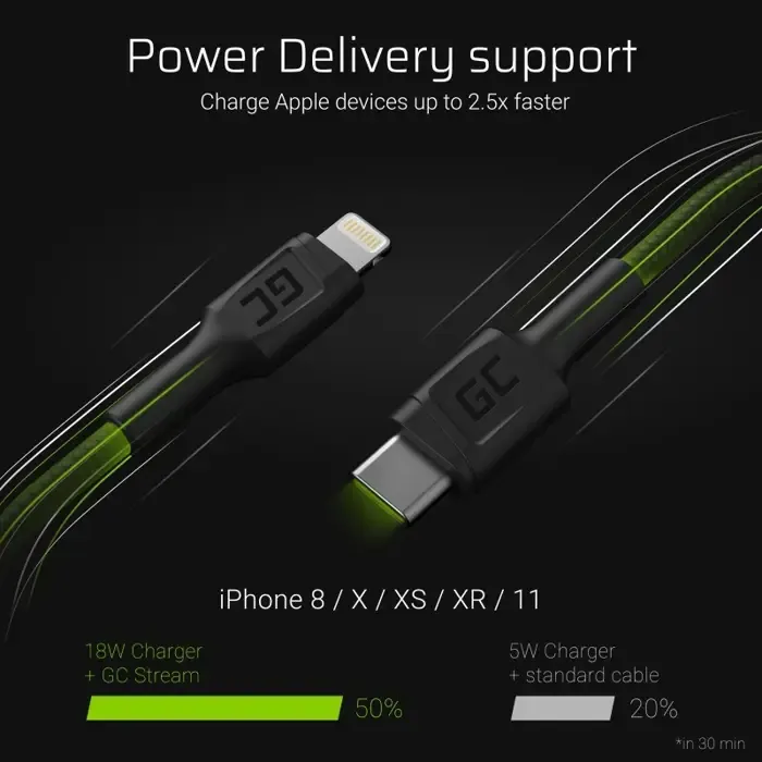 green cell kabgc07 lightning cable 1 m black - slika 2