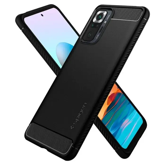 spigen rugged armor, zaštitna maska za telefon, crna - xiaomi redmi note 10 pro/max - slika 4