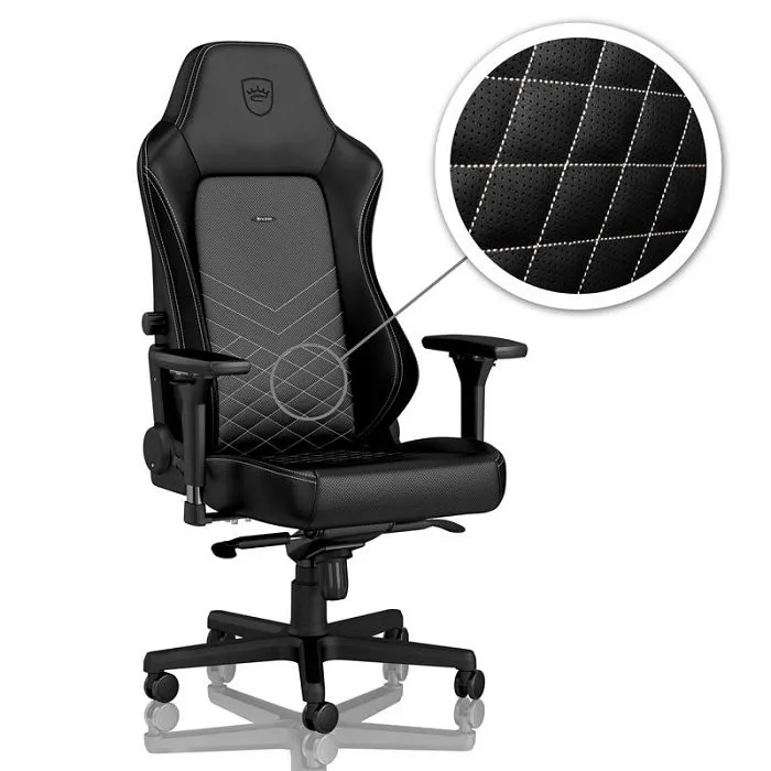 noblechairs hero gaming stolica - crna/platinasto bijela nbl-hro-pu-bpw - slika 1