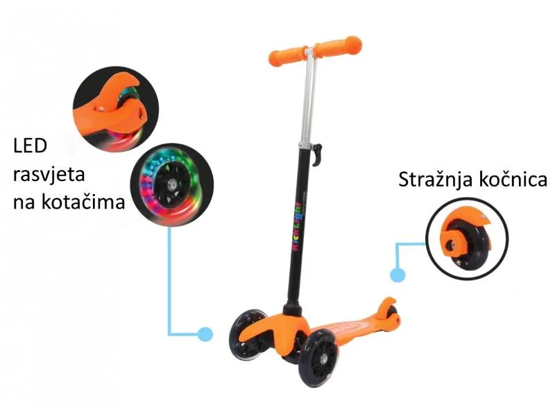 jamara romobil za djecu, 3 kotača, svjetla na kotačima, narančasti - 21010031 - slika 1