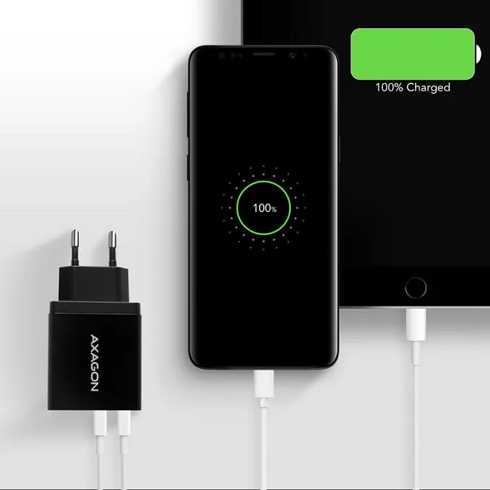 axagon acu-qs24 ladegerät, 2x usb-a, qc3.0/smart 5v 1,2a, 24w - black acu-qs24 - slika 2