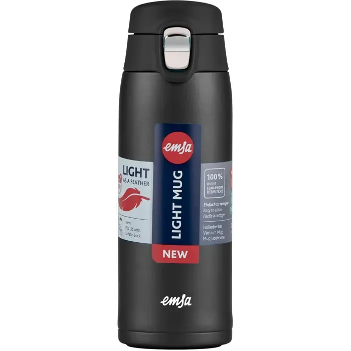 emsa travel mug light thermal mug (black (matt), 0.4 liters, flip lid) - slika 2