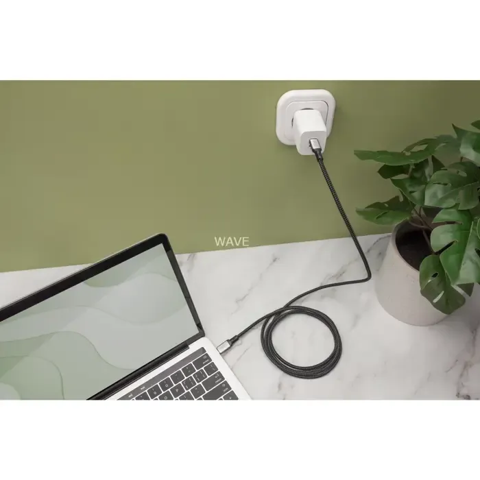 digitus usb4 gen 3x2 cable, usb-c male > usb-c male, 40gbit/s (black/gray, 1 meter, pd 3.1, charging with 240 watts) - slika 4