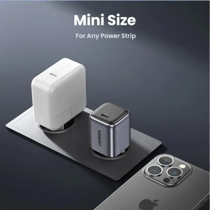 ugreen nexode mini zidni punjač, 20w, usb-c, gan ii tech, pd3.0, qc4+, crni - slika 5