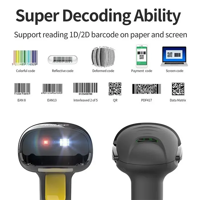 qoltec 50853 laser barcode scanner 1d | 2d | black - slika 5