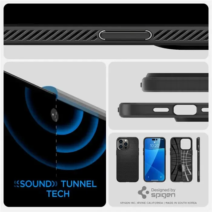 spigen liquid air, zaštitna maska za telefon, mat crna - iphone 14 pro - slika 5