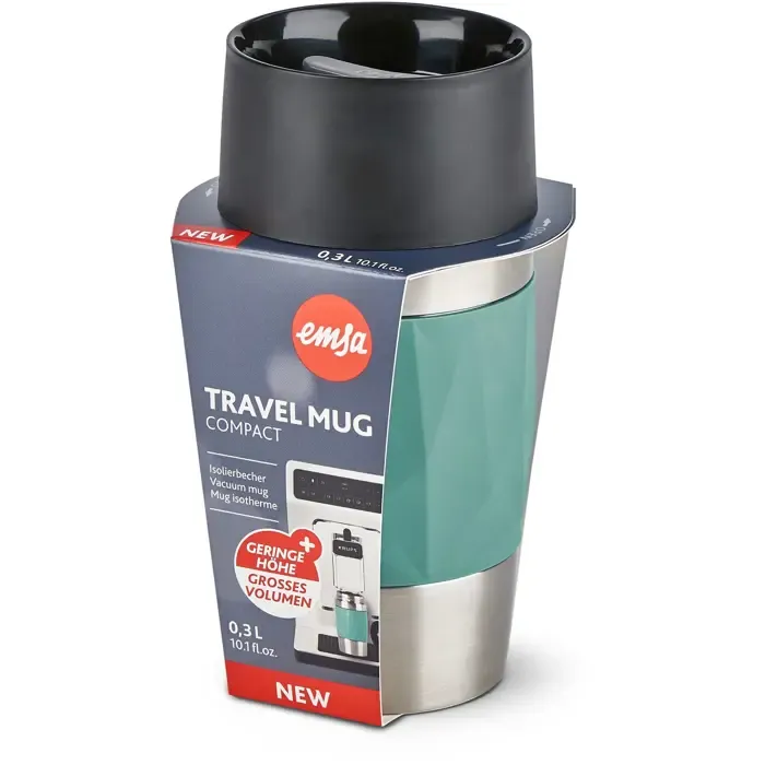 emsa travel mug compact thermal mug (petrol/stainless steel, 0.3 liters, screw cap) - slika 3