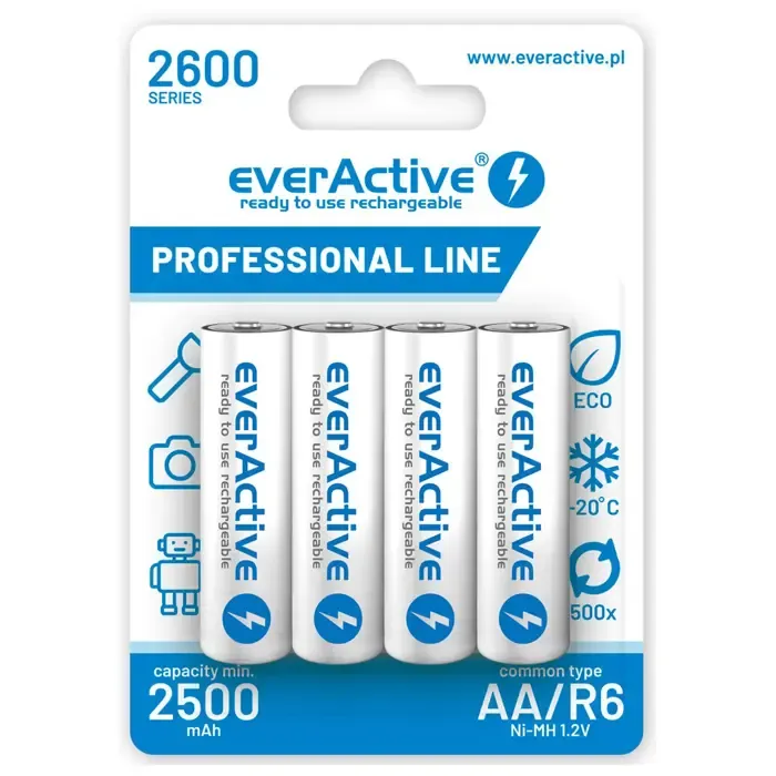 rechargeable batteries everactive ni-mh r6 aa 2600 mah professional line - slika 1