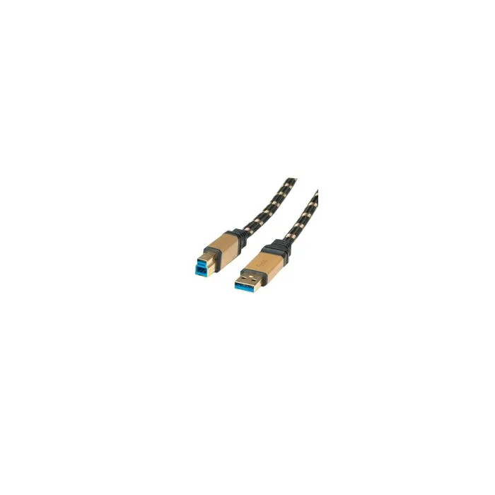 roline gold usb3.0 kabel tip a/b m/m, 1.8m, crno/zlatni - slika 1