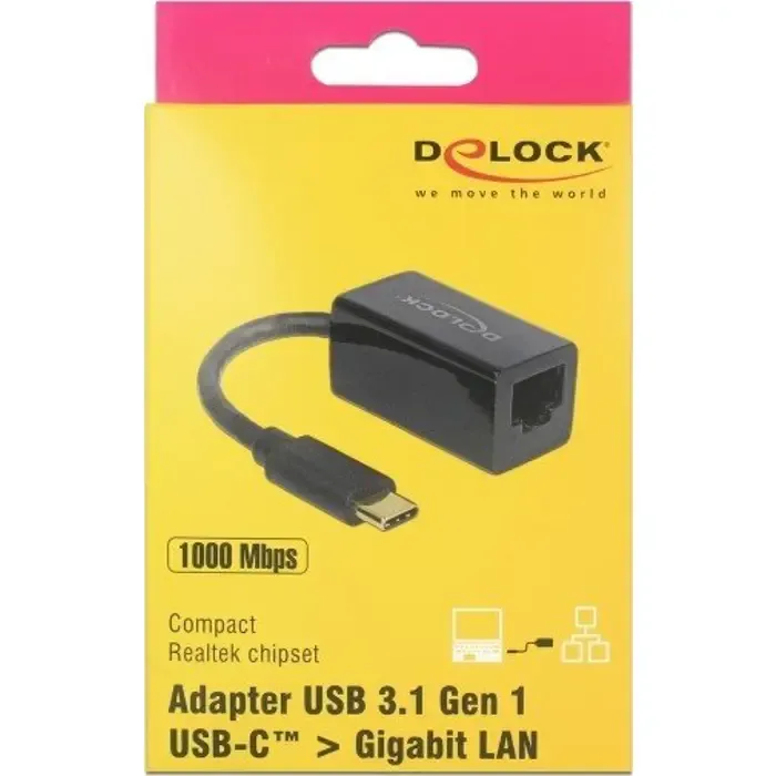 delock usb 3.1 with usb c st> rj45 bu black - slika 4