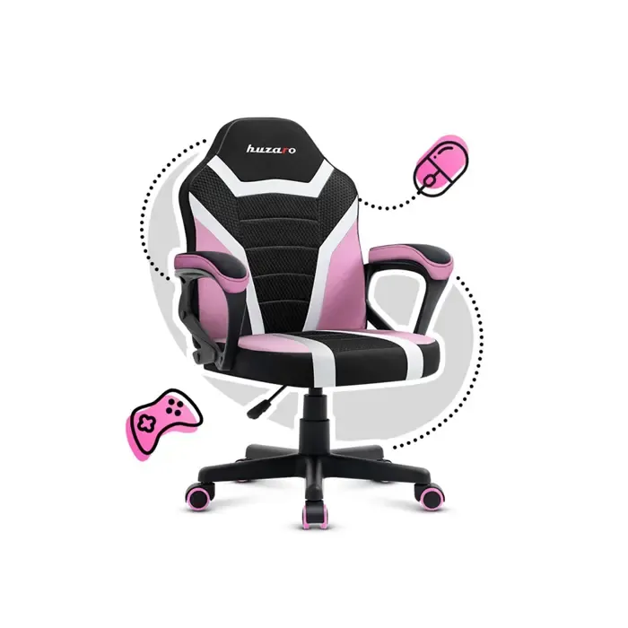 gaming chair for children huzaro ranger 1.0 pink mesh - slika 3