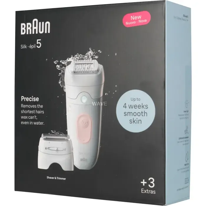 braun silk-épil 5-030, epilator (white/pink, bikini trimmer, shaving attachment, trimmer attachment, + entry-level attachment for sensitive areas) - slika 4