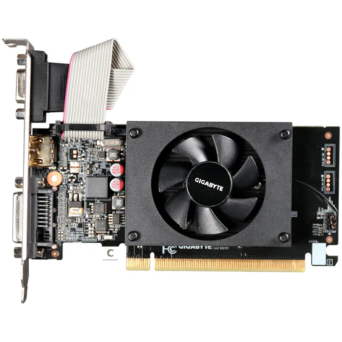 gigabyte video card nvidia geforce gt 710 2gl (2gb ddr3/64bit, pci-e 2.0, recommended psu 300w, hdmi+dvi low profile bracket x1, d-sub low profile bracket x1, dual-link dvi-d x1 /hdmi x1/d-sub x1, low - slika 2