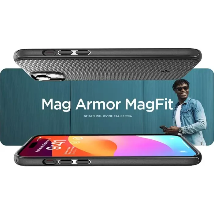 spigen mag armor magsafe, zaštitna maska za telefon, mat crna - iphone 15 plus (acs06671) - slika 3