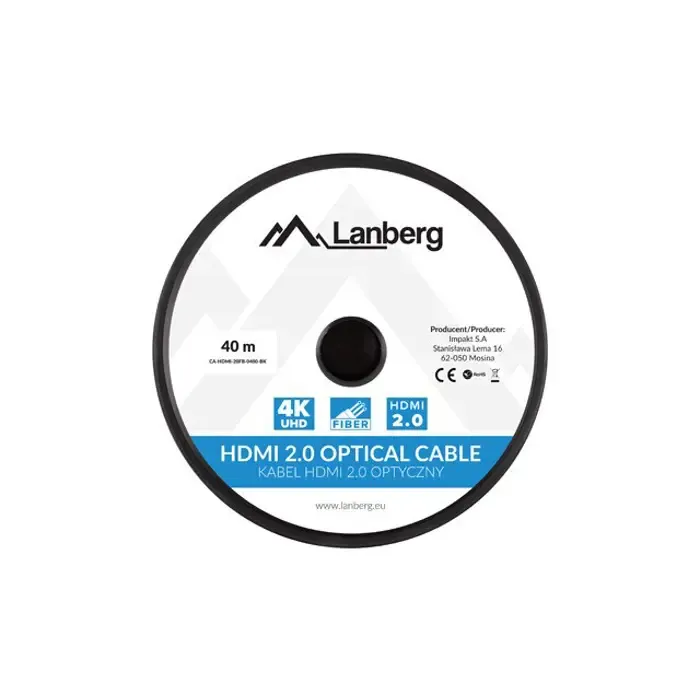 lanberg ca-hdmi-20fb-0400-bk optical cable hdmi m/m 40m v2.0 4k aoc - slika 3