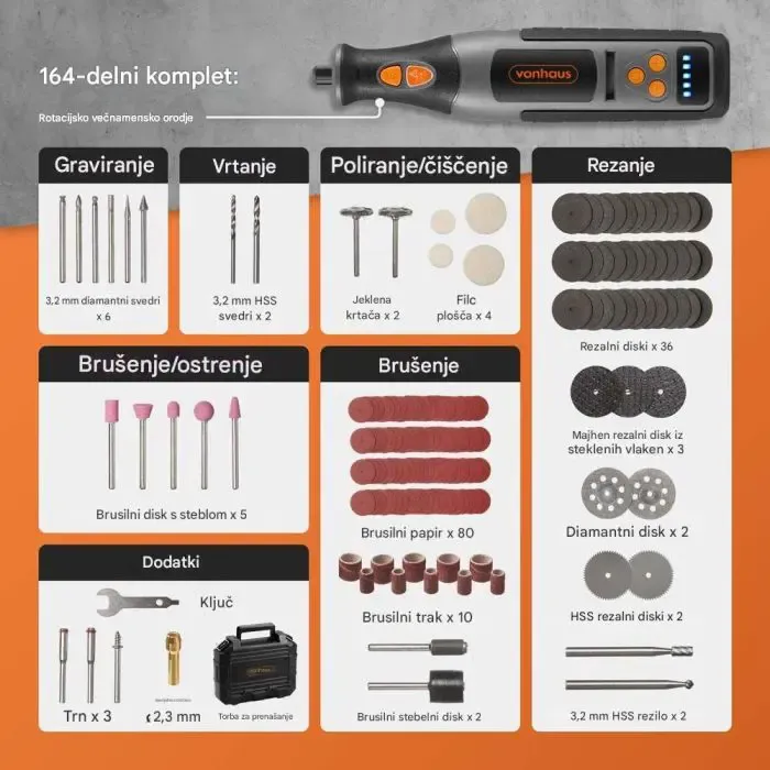 vonhaus večnamensko baterijsko rotacijsko orodje s kovčkom - slika 5