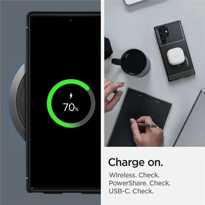 spigen rugged armor, zaštitna maska za telefon, mat crna - samsung galaxy s22 ultra (acs03914) - slika 5