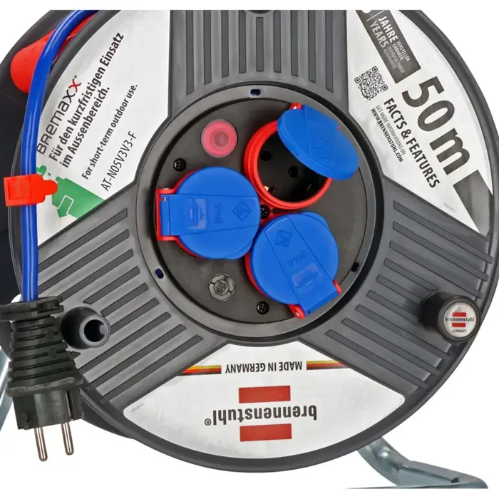 brennenstuhl garant ip44 outdoor cable reel, 3-fold (black/blue, 50 meters) - slika 5