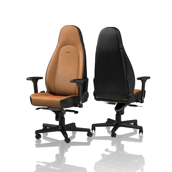 noblechairs icon gaming stolica - konjak/crna, prava koža nbl-icn-rl-cbk - slika 1
