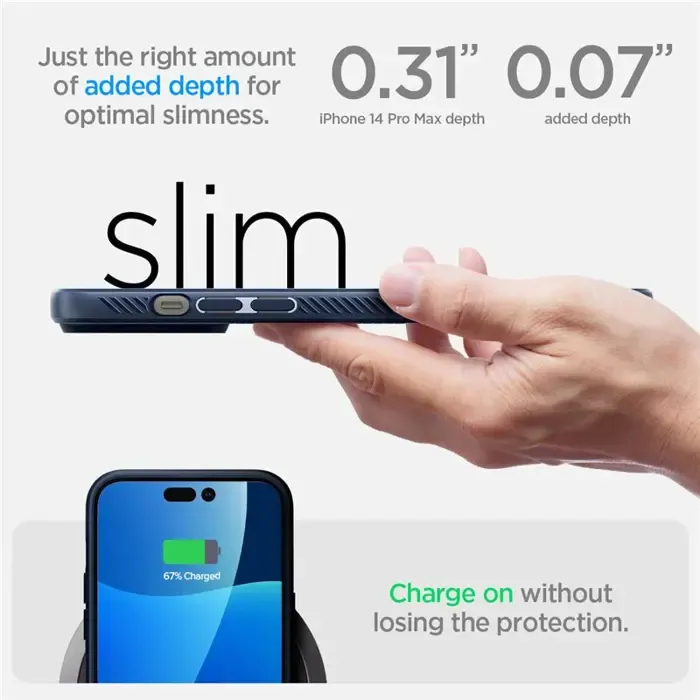 spigen liquid air, zaštitna maska za telefon, tamno plava - iphone 14 pro max - slika 3