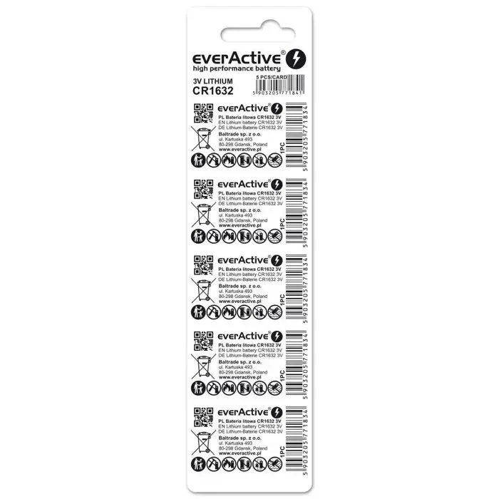 lithium battery mini everactive cr1632 5 pcs. - slika 2