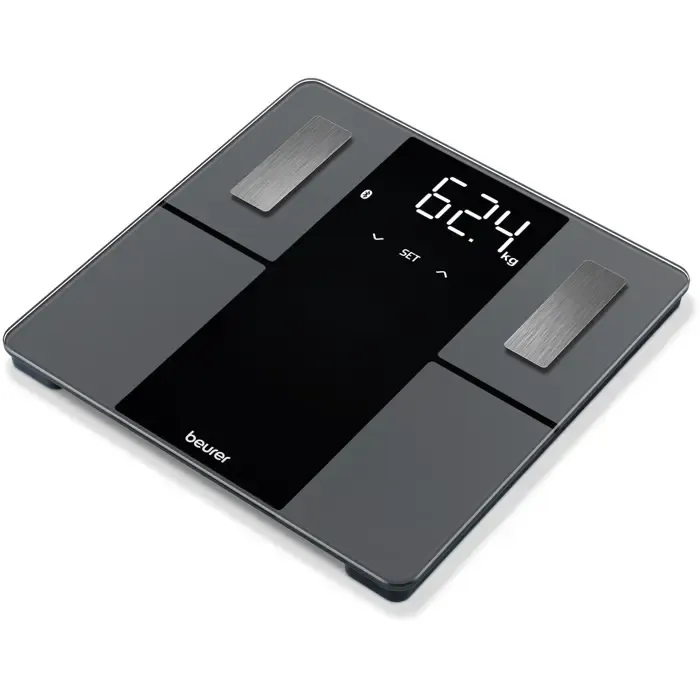 beurer diagnostic scale bf 500 super black edition (grey/black, bluetooth) - slika 3