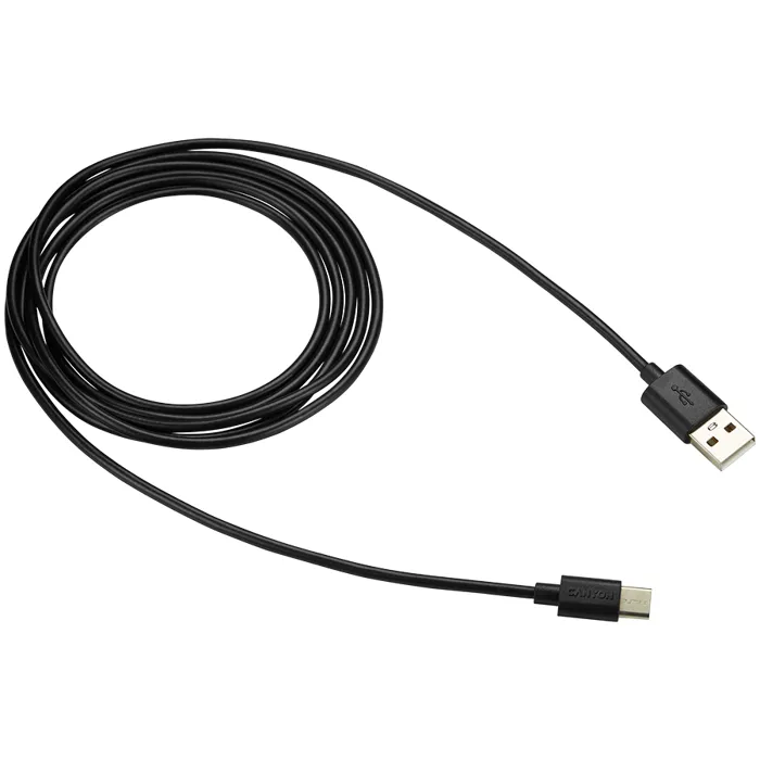 canyon uc-2 type c usb 2.0 standard cable, power & data output, 5v 1a, od 3.2mm, pvc jacket, 2m, black, 0.036kg - slika 2