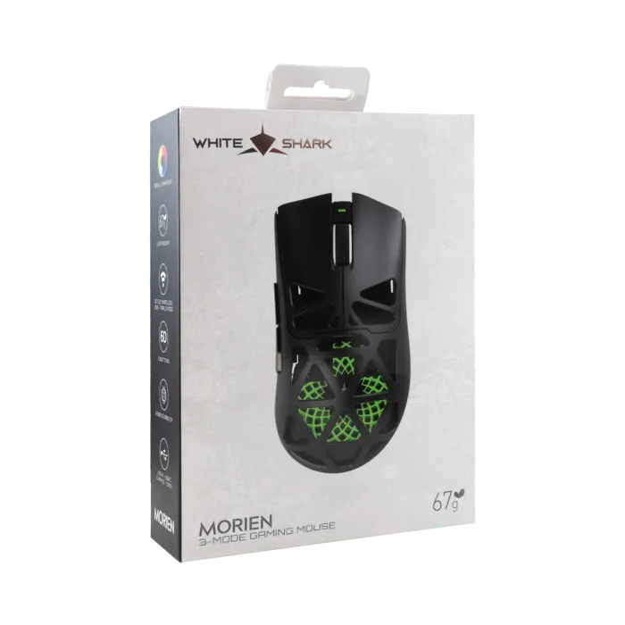 white shark bežični miš wgm-5025 morien 12.000dpi crni - slika 5