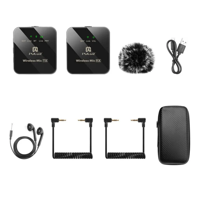 wireless lavalier microphone puluz 2 tx + 1 rx - slika 3