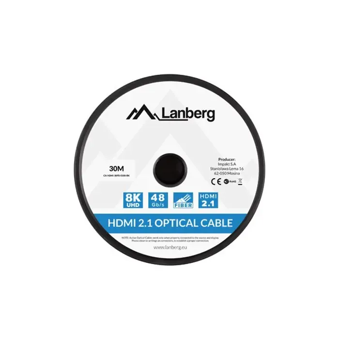 lanberg cable hdmi m/m v2.1 30m 8k optical aoc - slika 4
