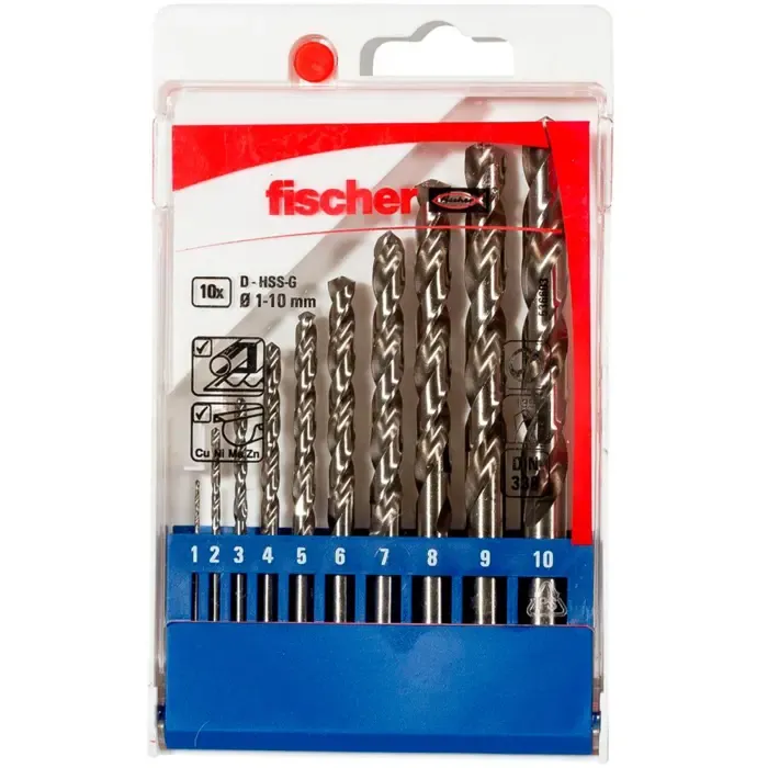 fischer metal drill set hss-g, 1-10mm (10 pieces) - slika 1