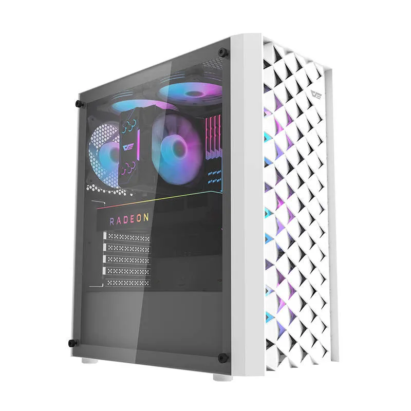 darkflash dk351 computer case (white) + 4 rgb fans - slika 2
