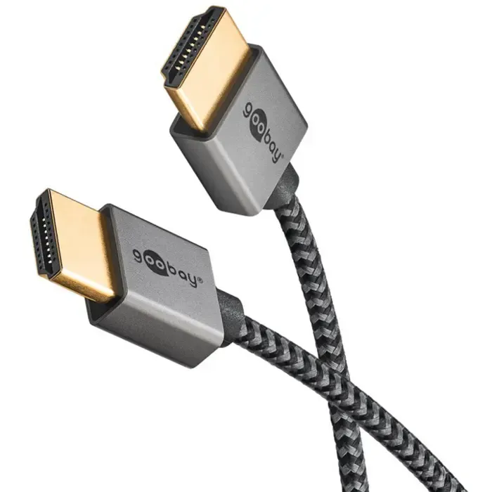 goobay plus slim high speed hdmi cable with ethernet, 8k @ 60hz (grey, 2 meters) - slika 4