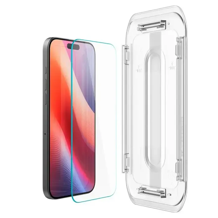spigen glass tr ez fit 2 pack, transparency - iphone 16 pro (agl07928) - slika 3