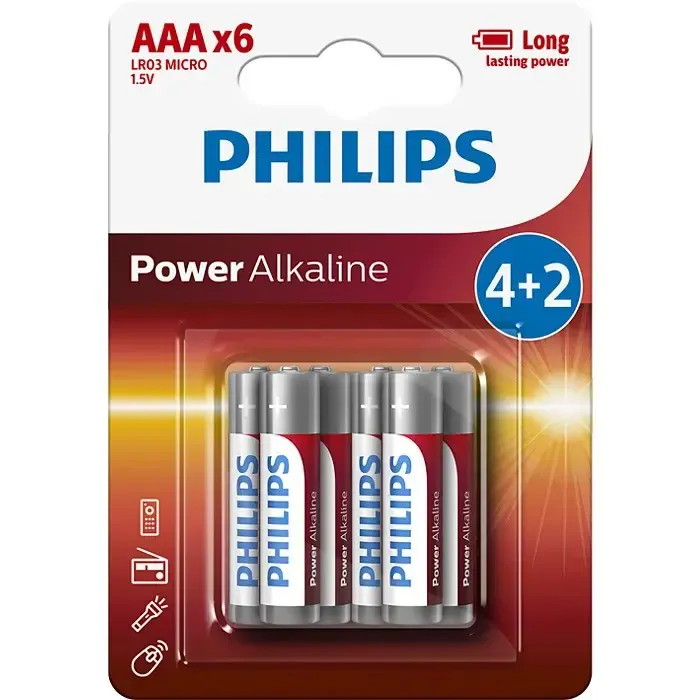 philips baterije aaa, 4+2 komada - slika 1