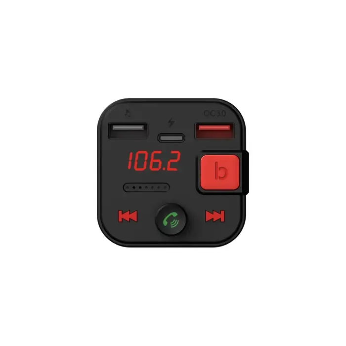 savio fm transmitter, bluetooth 5.3, qc 3.0 charger, led display, bass boost, tr-15, black - slika 2