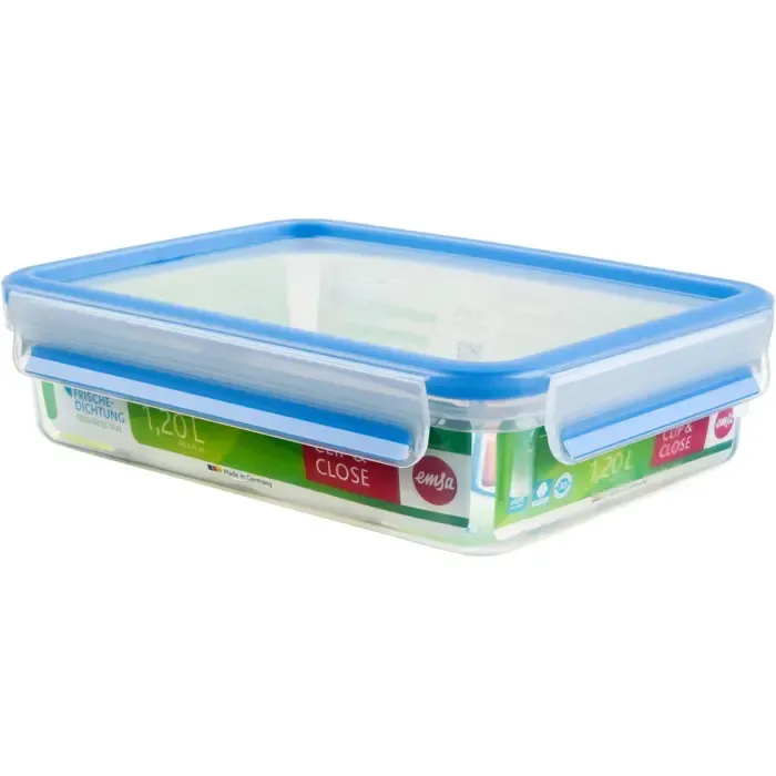emsa clip & close frischhaltedosen (transparent / blue, 1.2 liters, classical format) - slika 2