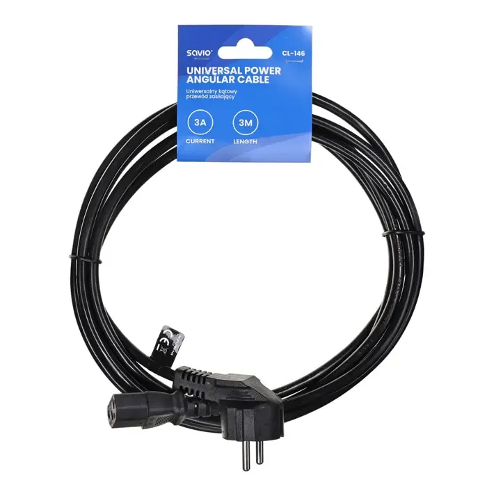 savio cl-146 power cable schuko iec c13, 3 m, black - slika 3